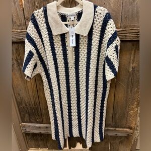 The Popcorn Navy and Cream Striped Midi Dress